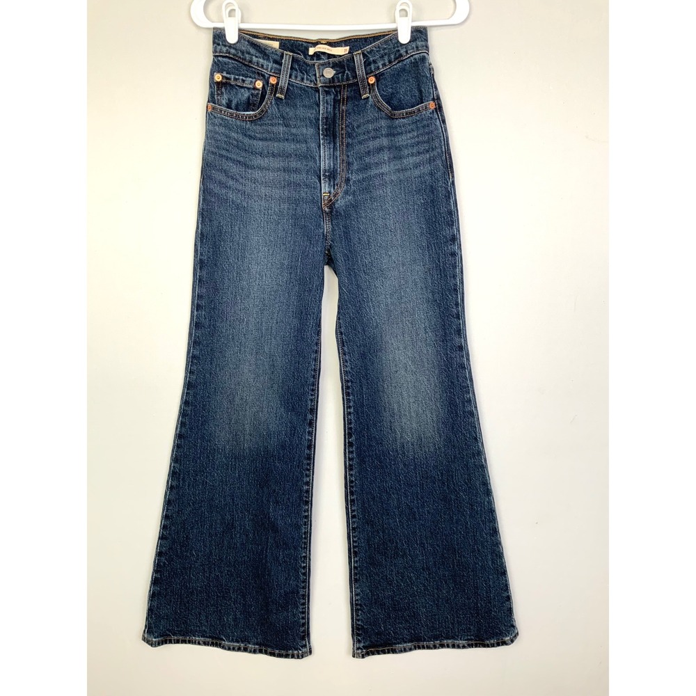Levi's Medium/Dark Blue Wide Leg Flare Jeans